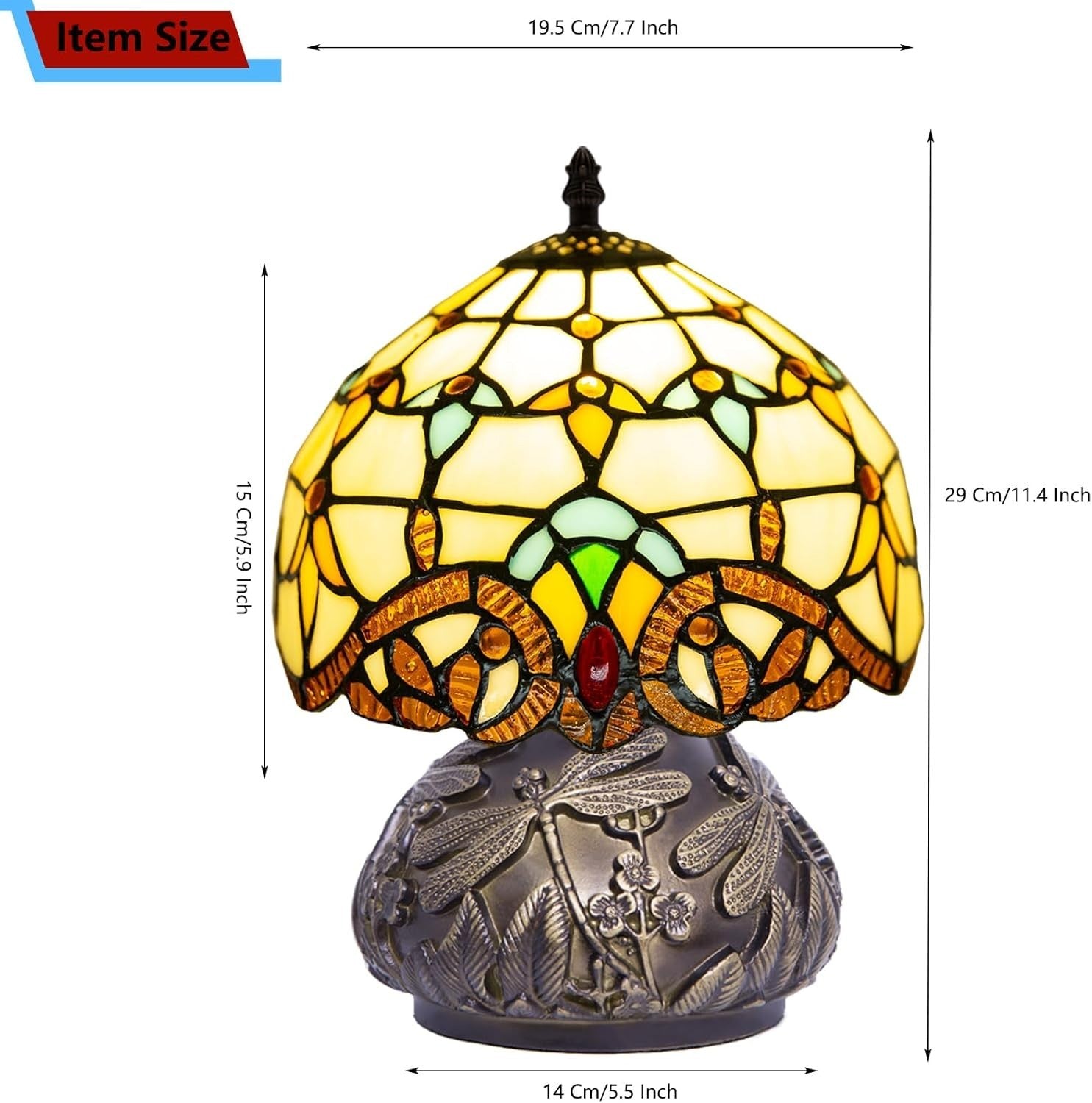 Stained Glass Desk Lamp 8" Mushroom Shade 3 Color Modes Bedroom Decor