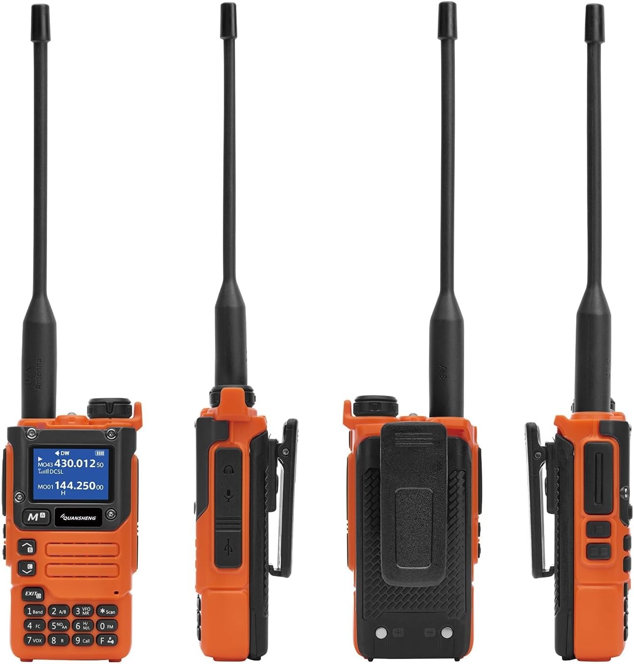 Dual Band Walkie Talkie VHF UHF NOAA Long Range Orange Radio Holder