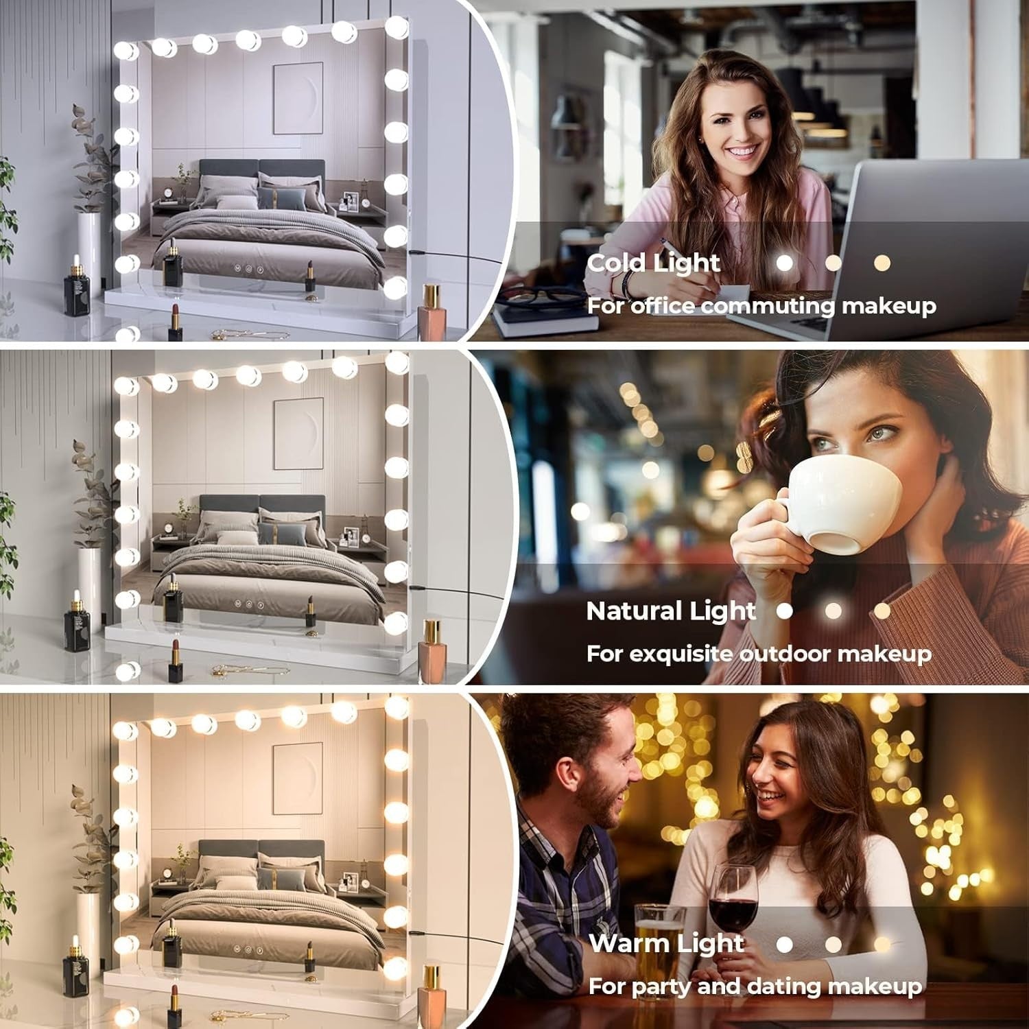 LED Makeup Vanity Mirror 60x50cm | 10X Magnification, USB Charging