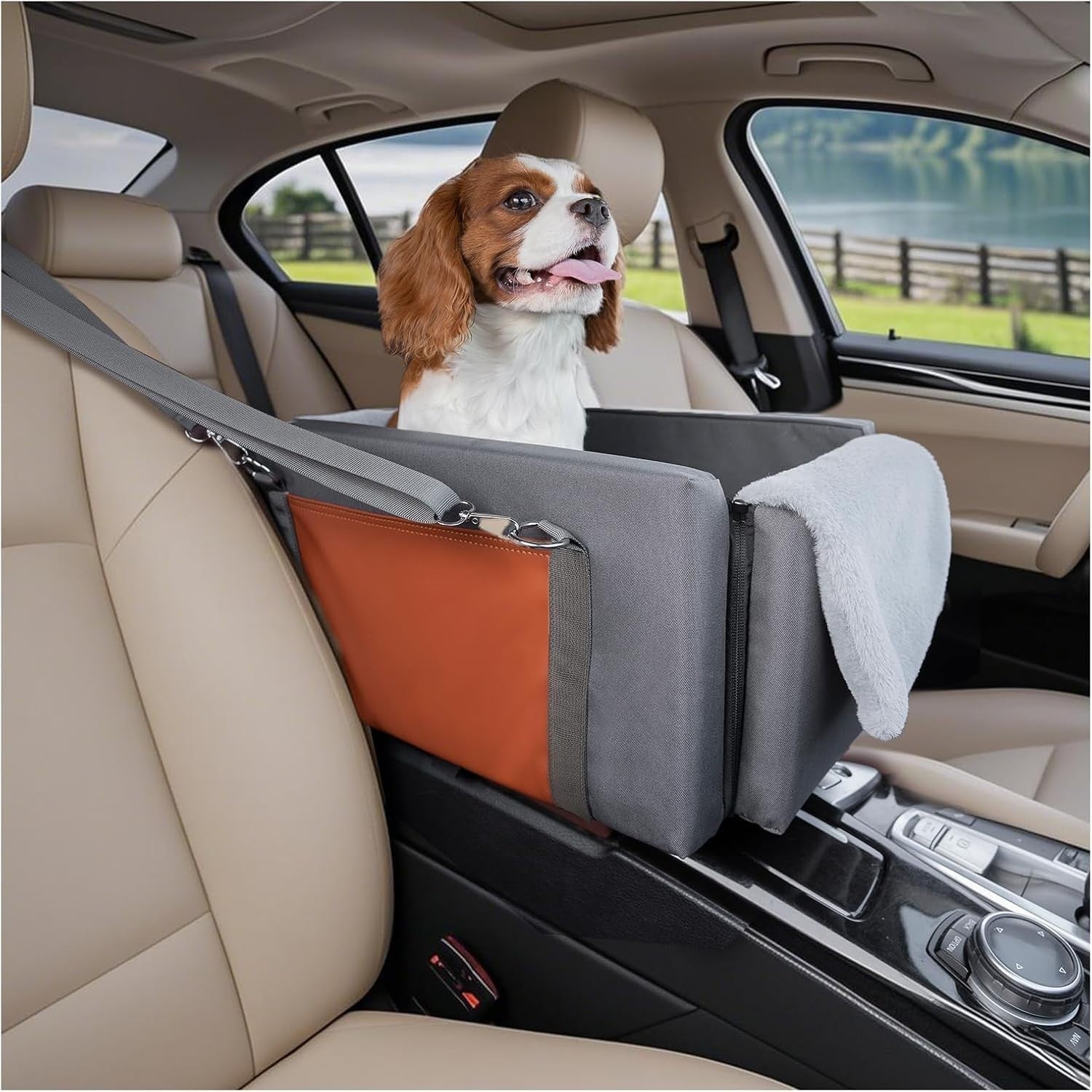 Center Console Dog Car Seat Booster Carrier Anti Anxiety Small Pets