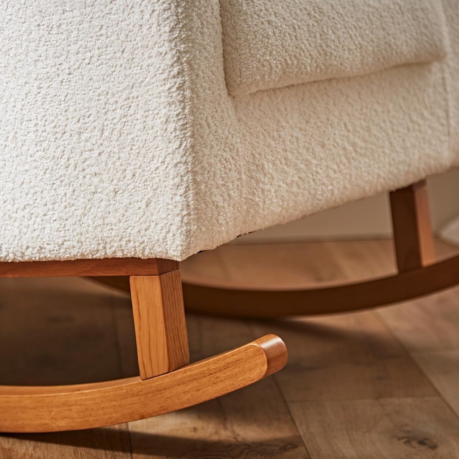 Rocking Nursing Chair Off-White Upholstered Armrest Cozy Maternity Feeding