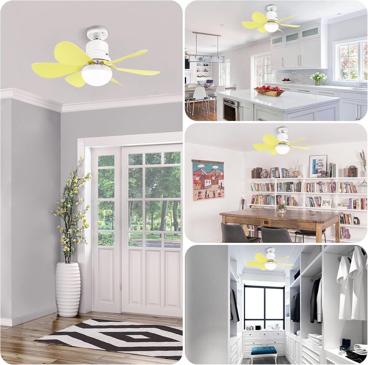 30W Ceiling Fan with Lights Dimmable 3 Speed 6 Blades Remote