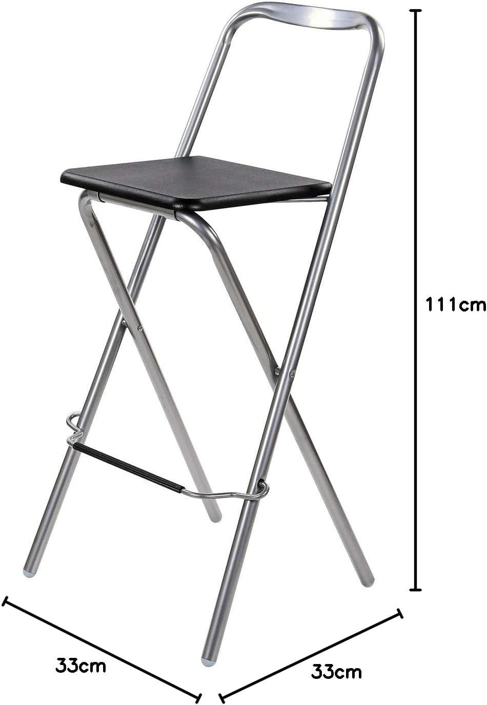 Folding Bar Stool Black PVC Seat – Compact Kitchen & Home Chair