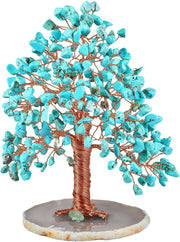 Turquoise Howlite Crystal Money Tree • Feng Shui Gemstone Decor Gift