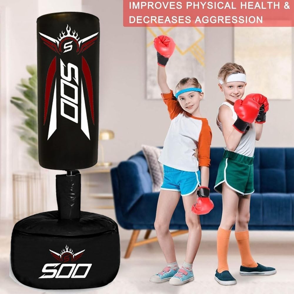 Kids Boxing Punch Bag 3ft–4ft Adjustable MMA Training Set Gloves