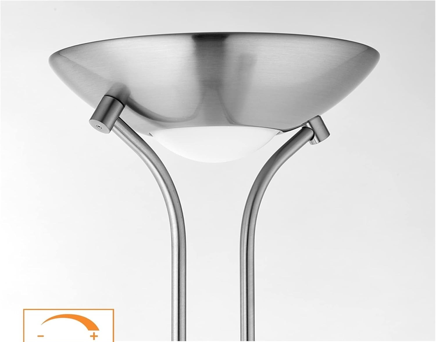 Satin Chrome Floor Lamp with Reading Light – 180cm Tall Dimmable Uplighter