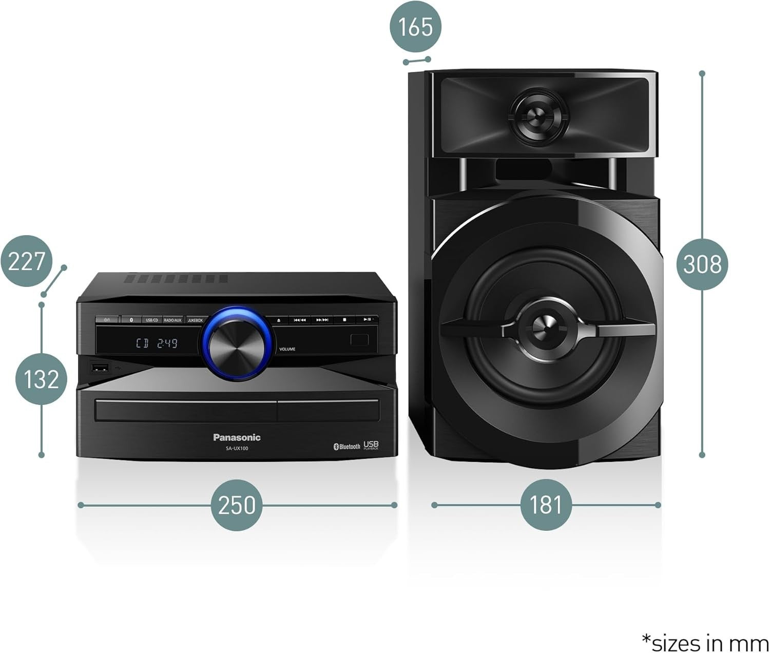 300W Bluetooth Hi-Fi System with CD USB FM Radio – Deep Bass Stereo
