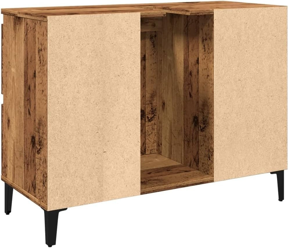 Rustic Oak Bathroom Sink Cabinet Vanity Unit with Drawers Cupboard Storage