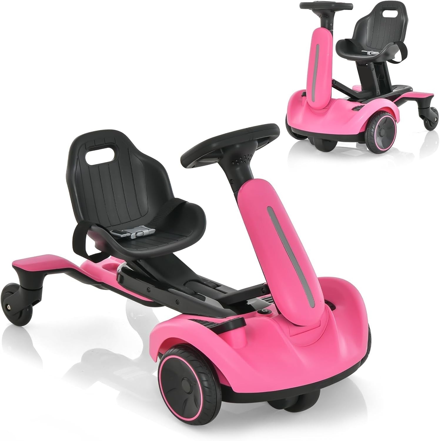 Kids Electric Drift Go Kart 6V Ride On Car 360 Spin Adjustable Seat Pink