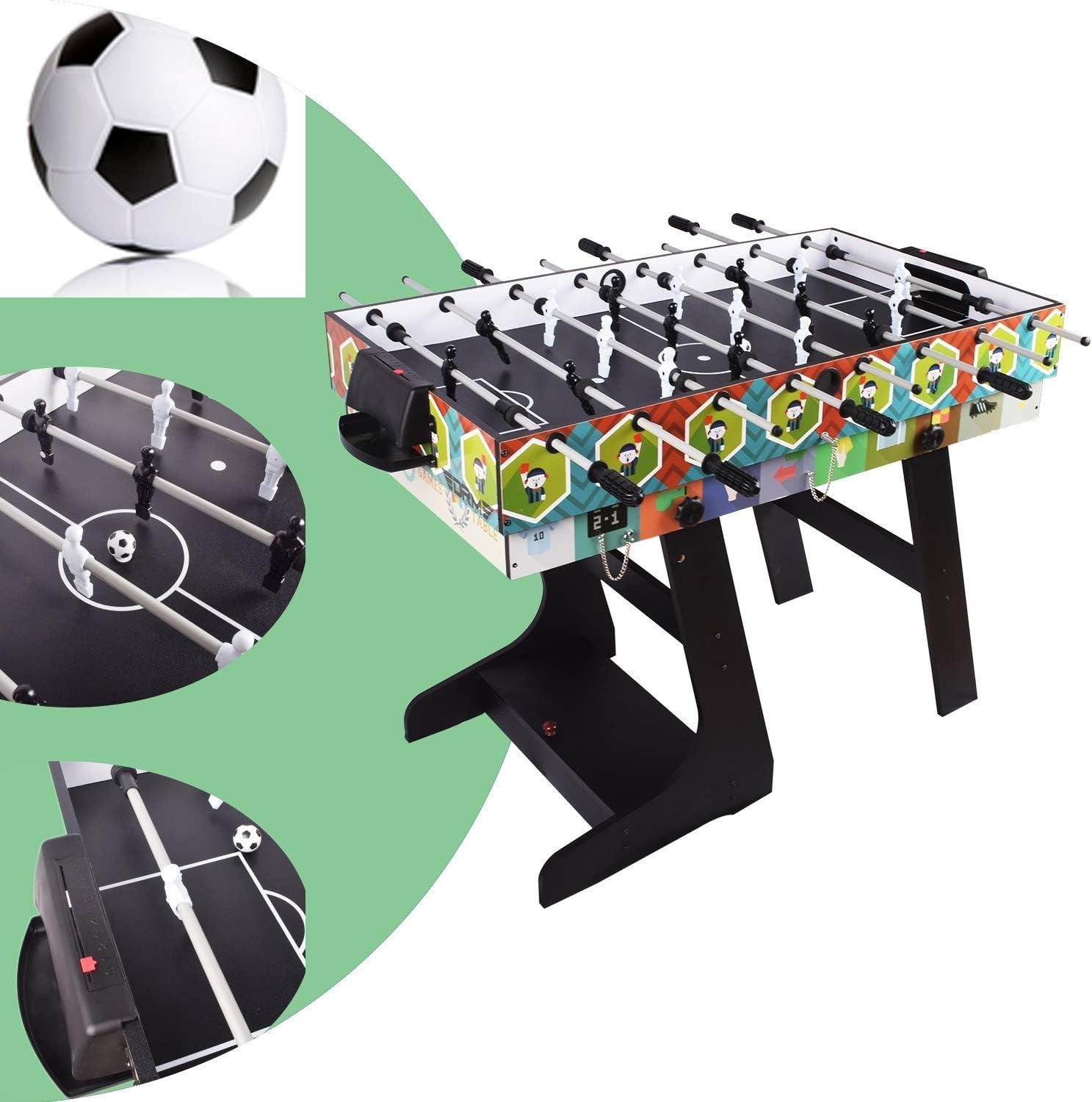 4FT 4 in 1 Multi Game Table Folding Pool Foosball Hockey Tennis