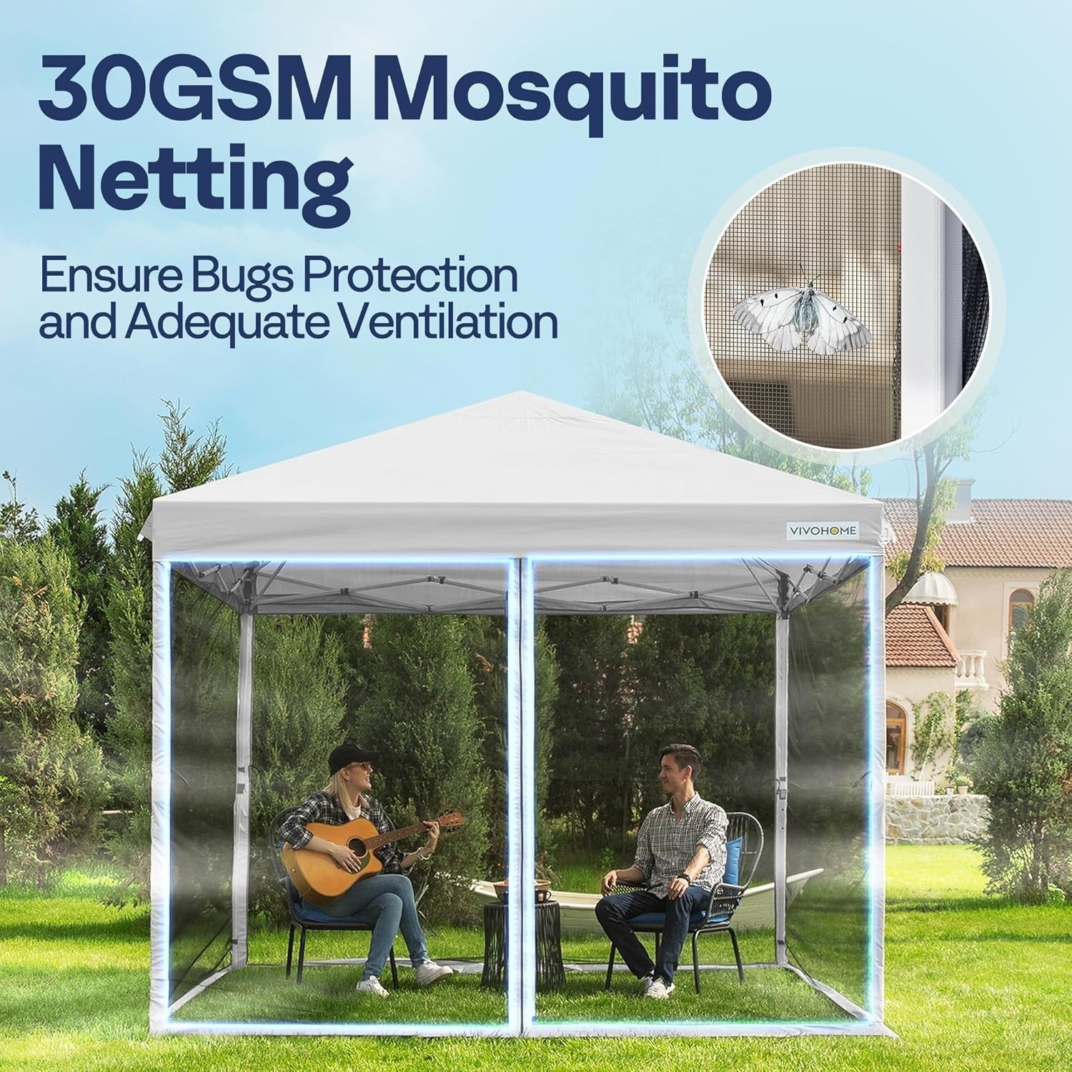 3x3M Pop Up Gazebo With Mosquito Net Waterproof Outdoor Tent Portable