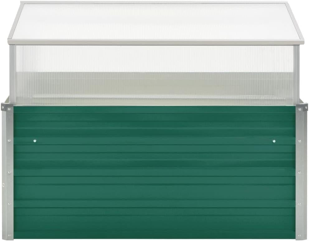 Large Steel Greenhouse Planter Box 100x100x77cm Polycarbonate Roof Garden Bed