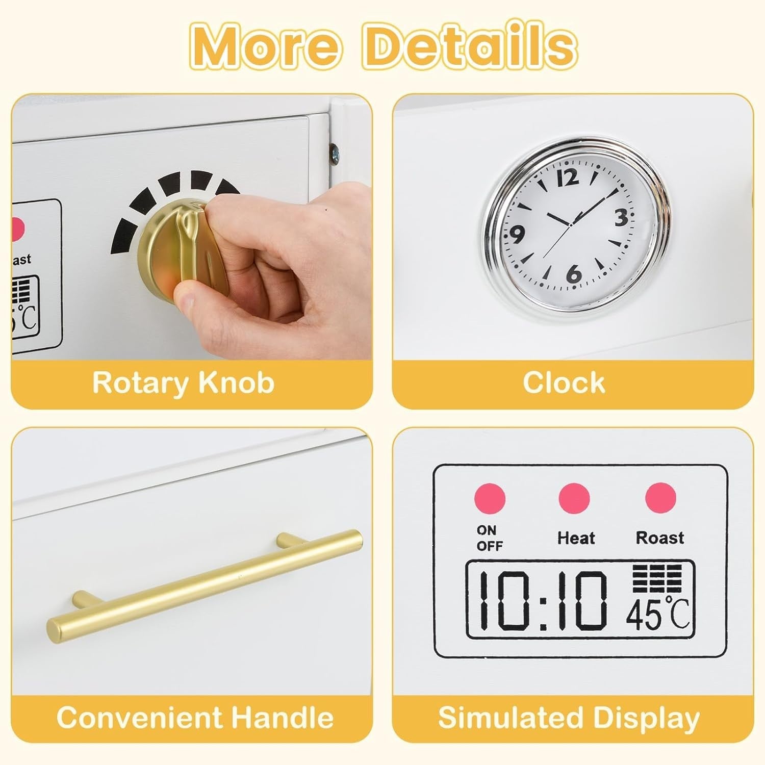 Wooden Kids Play Kitchen White w/ Fridge Ice Maker Accessories