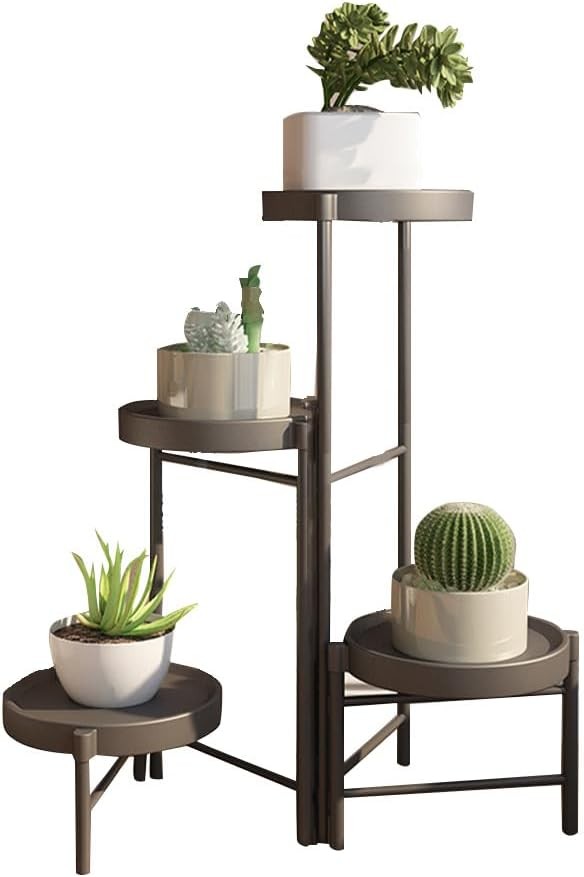 4 Tier Black Metal Plant Stand Indoor Outdoor Flower Pot Display Shelf Corner