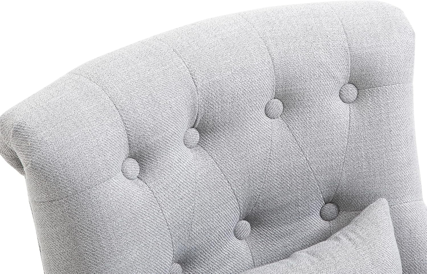 Grey Fabric Accent Armchair with Pillow Wooden Legs Lounge Chair