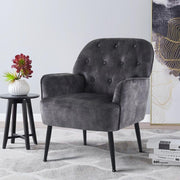 Grey Velvet Accent Armchair Tub Chair Reading Seat Metal Legs Comfortable