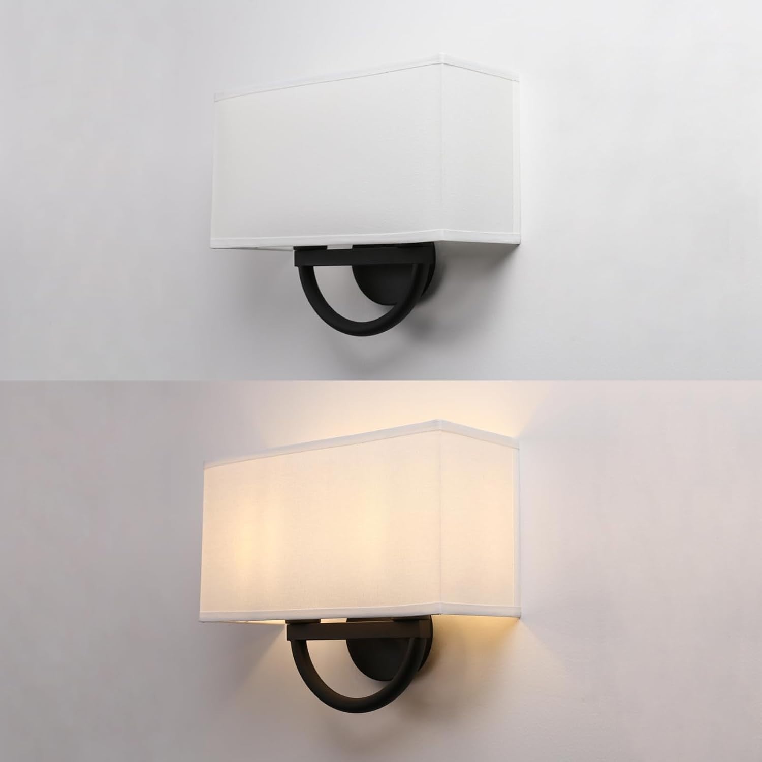 Modern Double Wall Light Fabric Shade Sconce for Bedroom & Living Room
