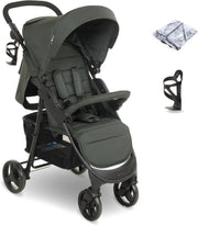 Forest Green Baby Pushchair Easy Fold Stroller Adjustable Handle Birth to 4Y