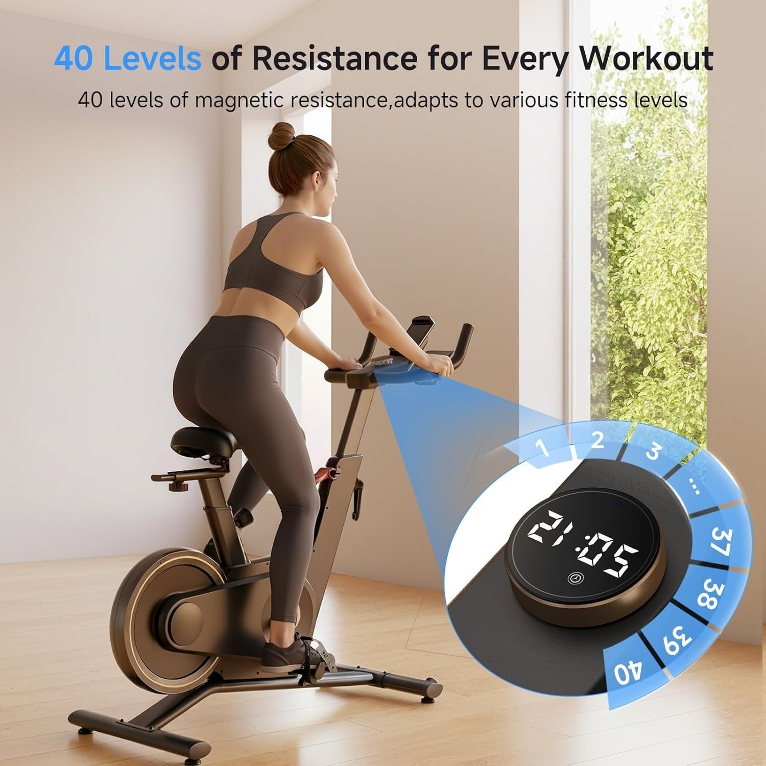 Folding Exercise Bike 40-Level Magnetic Resistance Quiet Home Fitness LED App