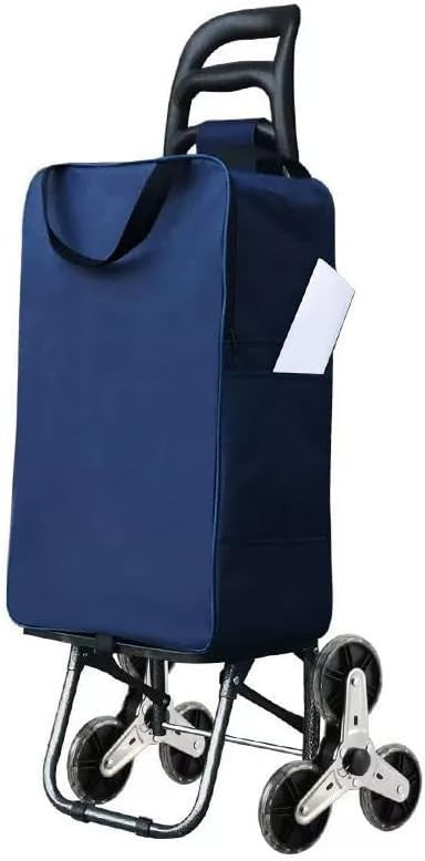 Stair-Climbing 6-Wheel Foldable Shopping Trolley Lightweight Large Storage Cart
