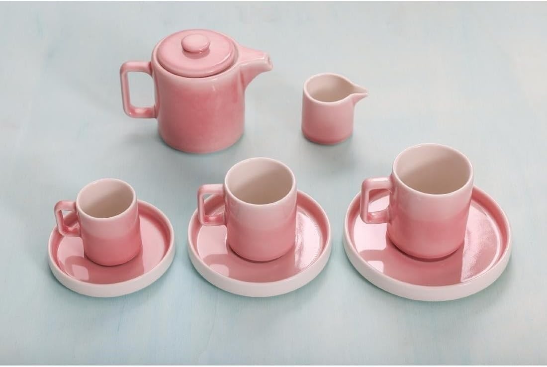 2 Pack Pink Porcelain Teapots 450ml with Stainless Steel Infusers