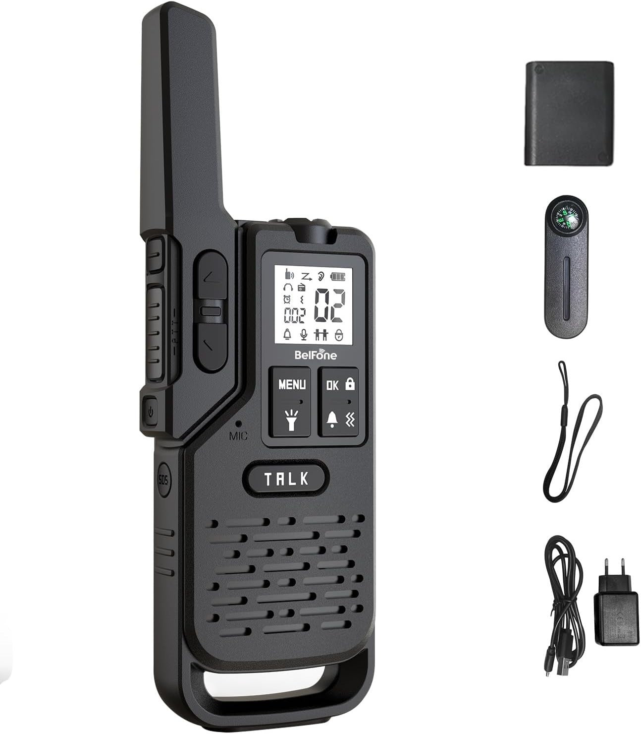 5 Mile Walkie Talkies IP54 Waterproof NOAA SOS Compass Flashlight 2 Pack