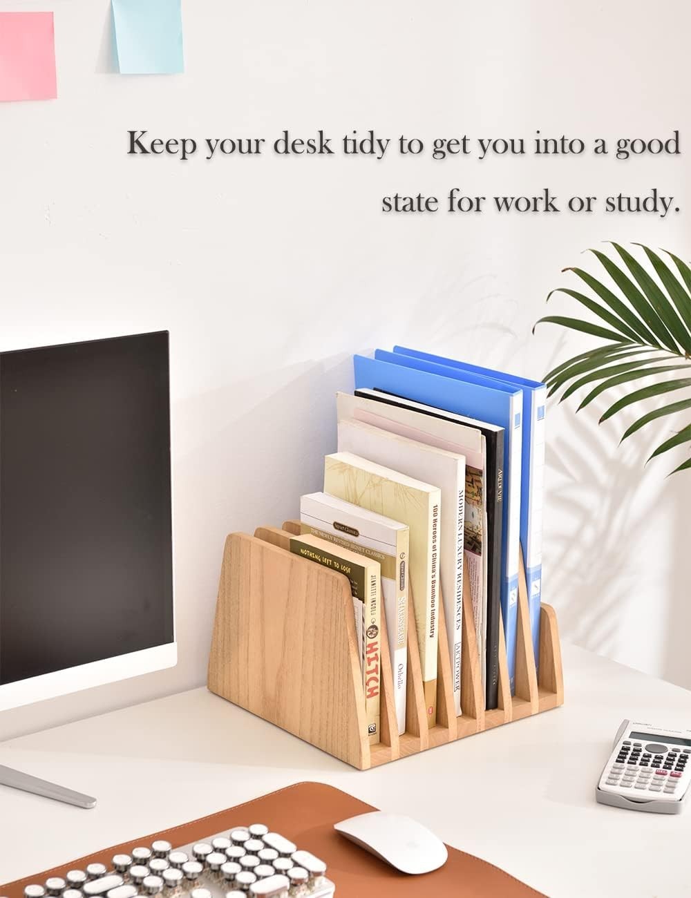 Wooden Desk File Sorter 7-Slot Organiser Magazine Document Holder