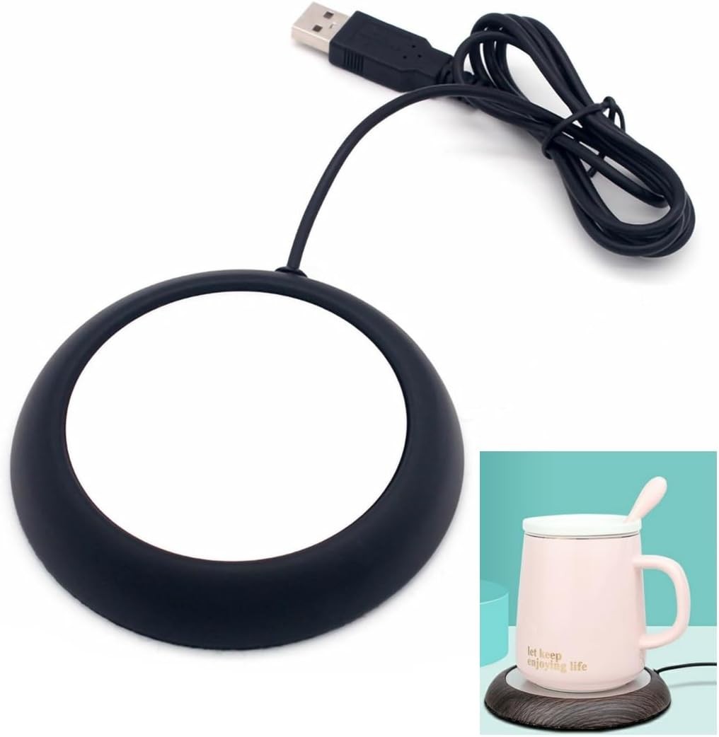 USB Cup Warmer Black Desk Mug Heater Pad 10cm