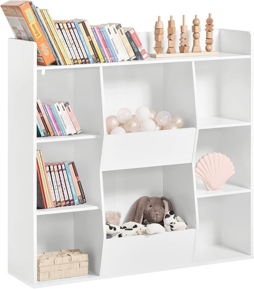 Kids Bookshelf with 8 Open Compartments, Safe Toddler Storage & Easy Access
