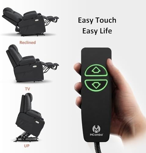 Electric Riser Recliner Chair Lift Assist Heated Massage USB Faux Leather Black