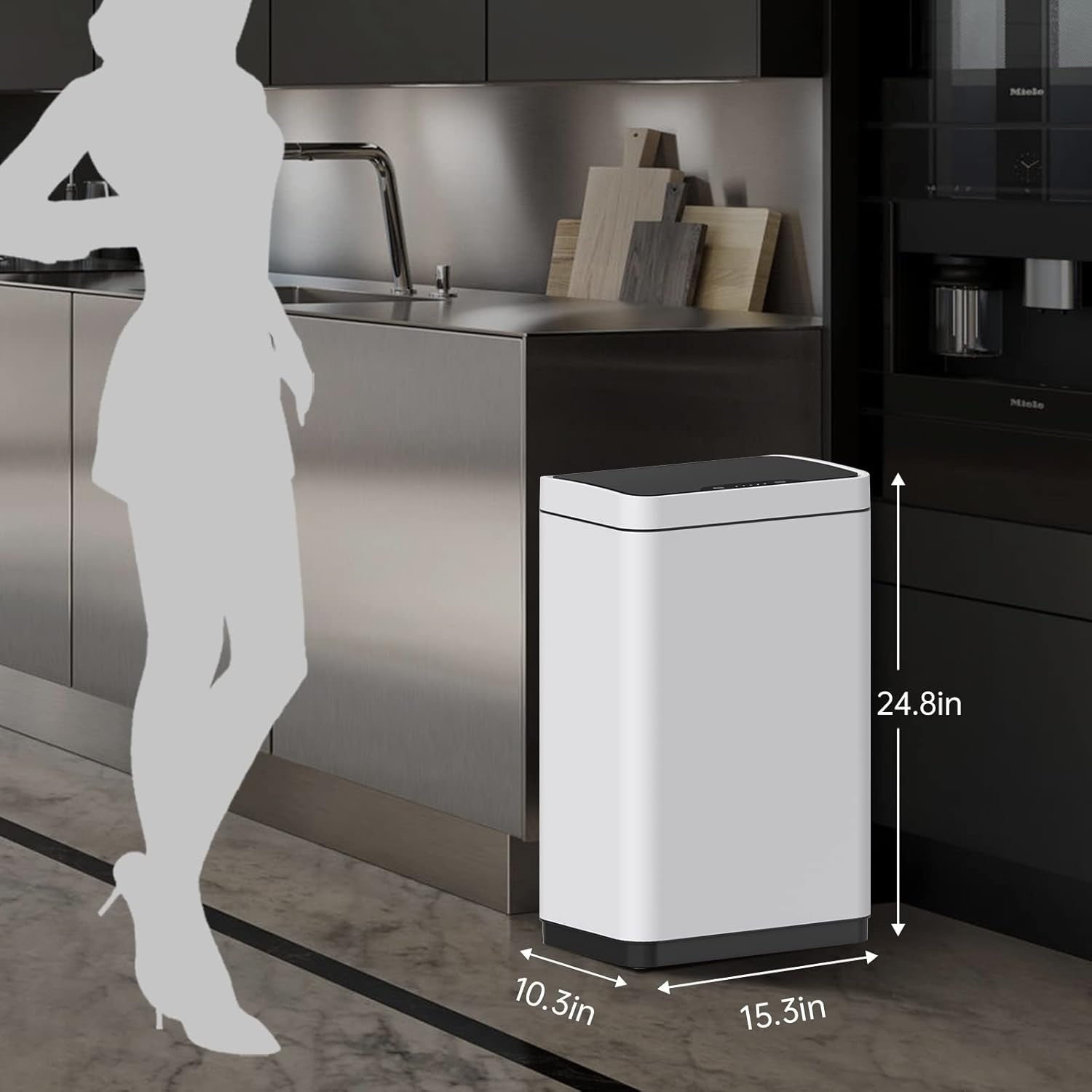 50L Automatic Touchless Kitchen Bin Stainless Steel Motion Sensor