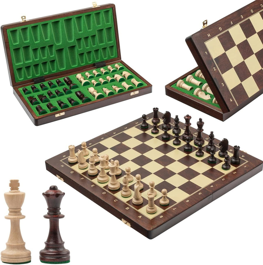41cm Wooden Chess Set | Large Portable Tournament Board & Staunton Pieces