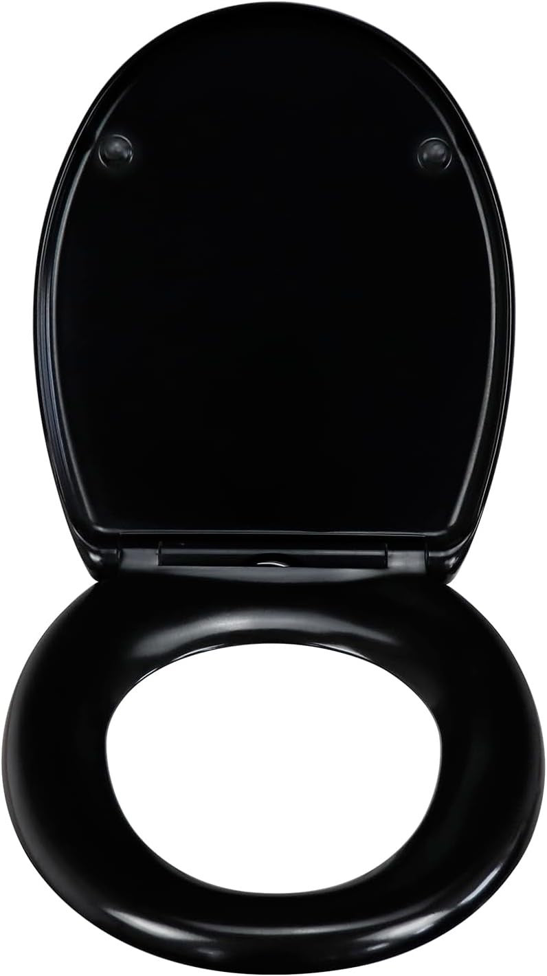 Black Duroplast Toilet Seat Soft Close Quick Release Top Fix 45x37cm