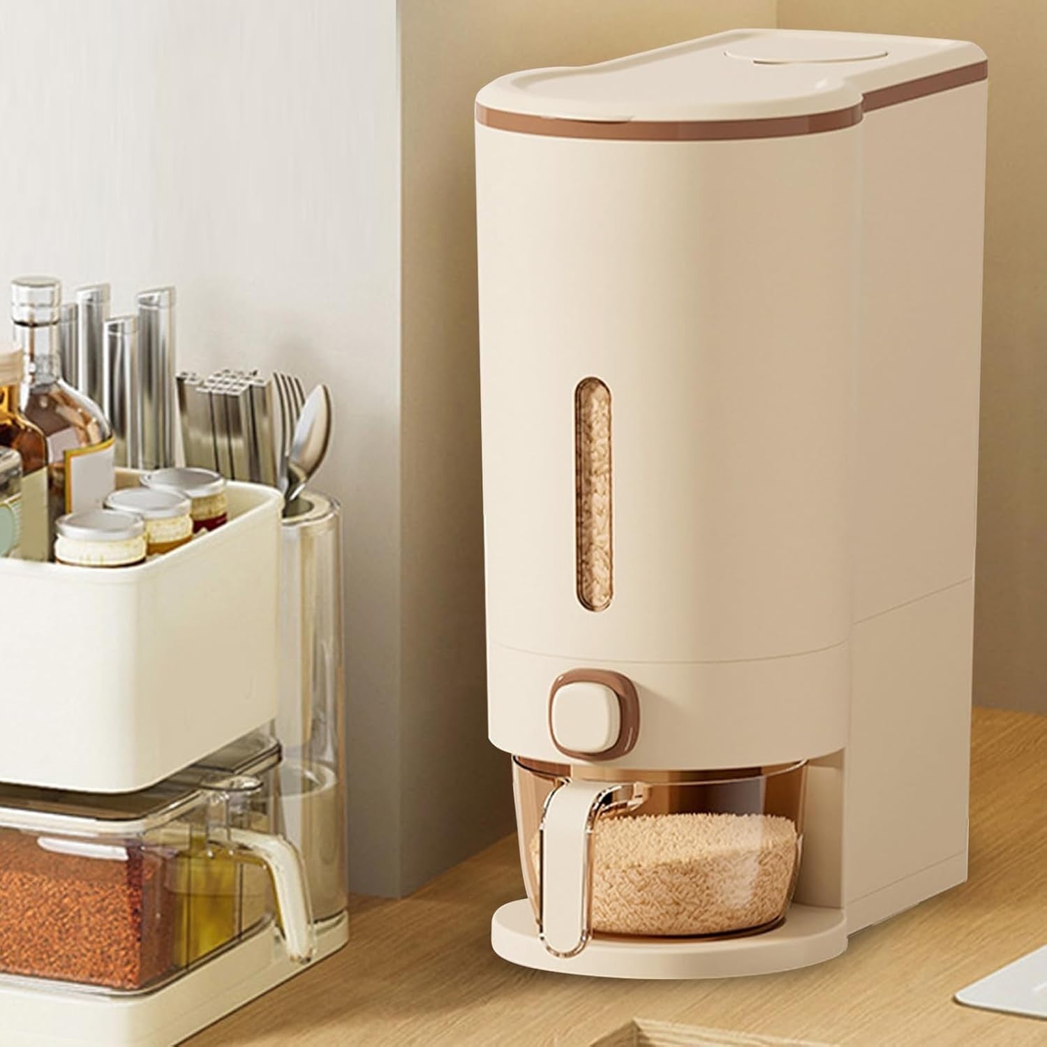 10KG Rice Dispenser Airtight Grain Storage w Window