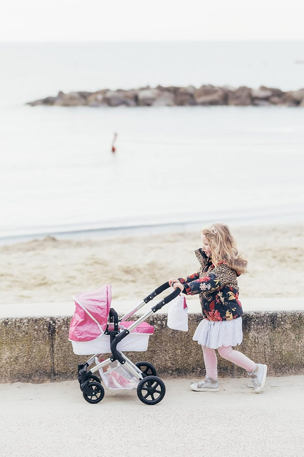 2in1 Pink Doll Pram Pushchair Carrycot Foldable Fits 42cm Dolls