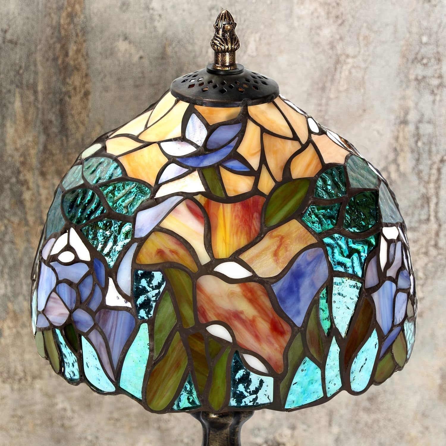 Stained Glass Table Lamp Art Nouveau Bedside Light for Bedroom Office