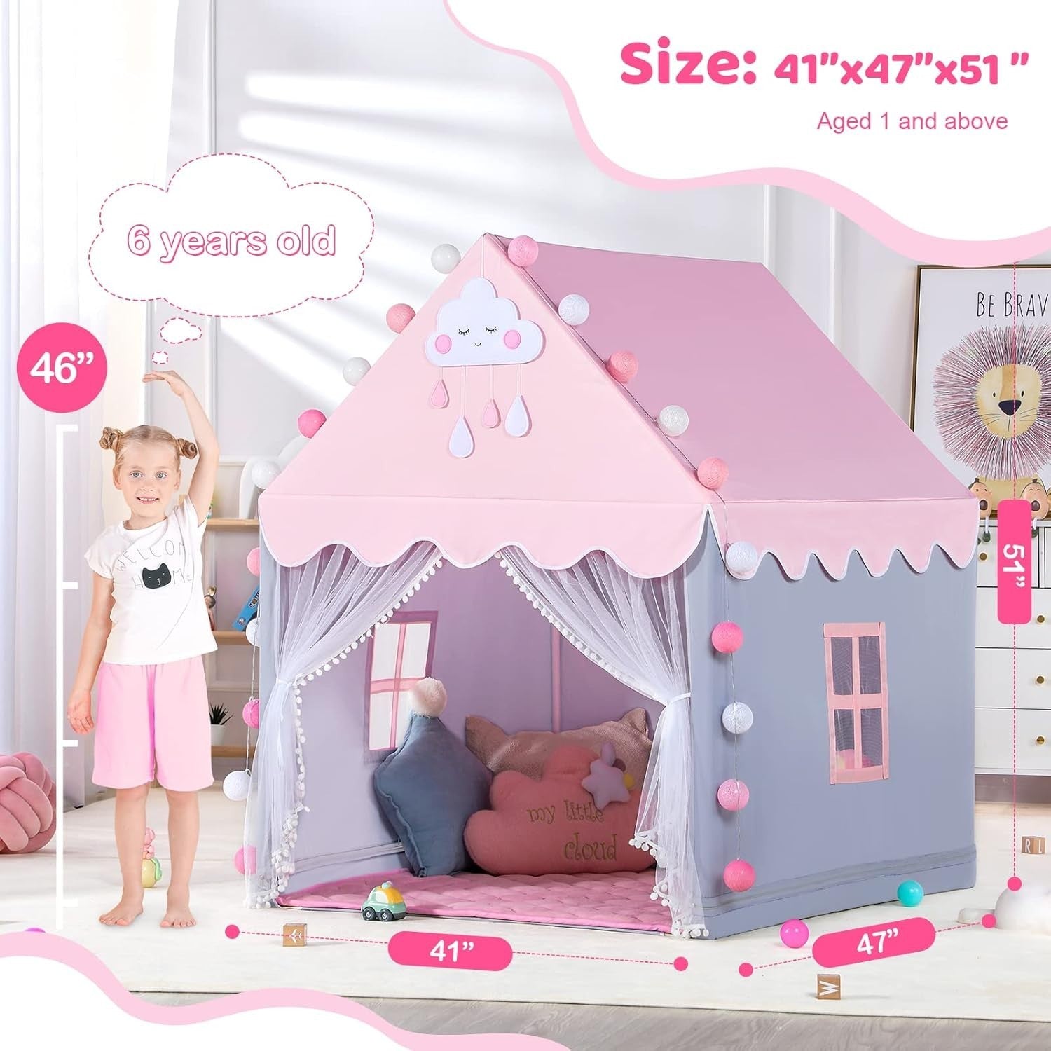 Large Pink Princess Kids Play Tent Indoor Outdoor Castle Playhouse
