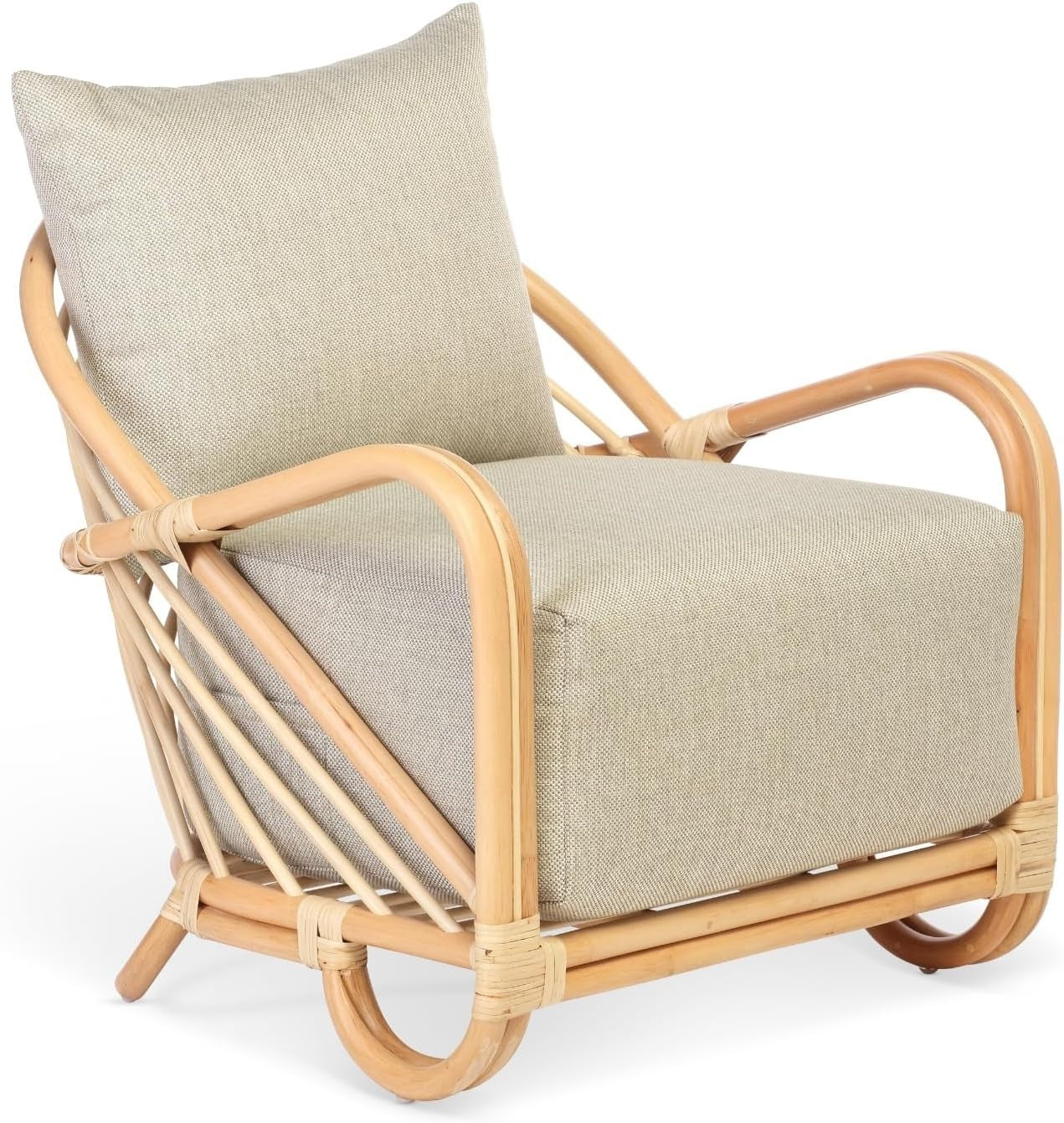 Luxury Rattan Accent Armchair Indoor Woven Chair for Bedroom Living Room