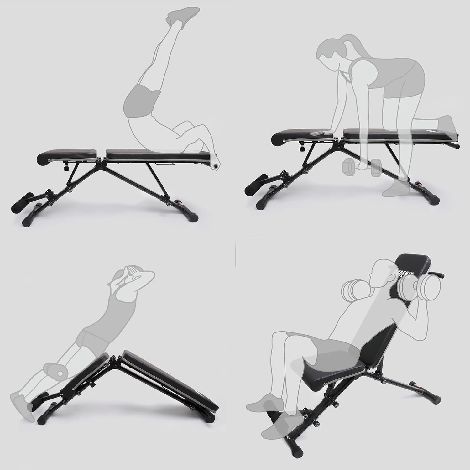 Heavy Duty Folding Training Bench 362kg Multi-Position Home Gym