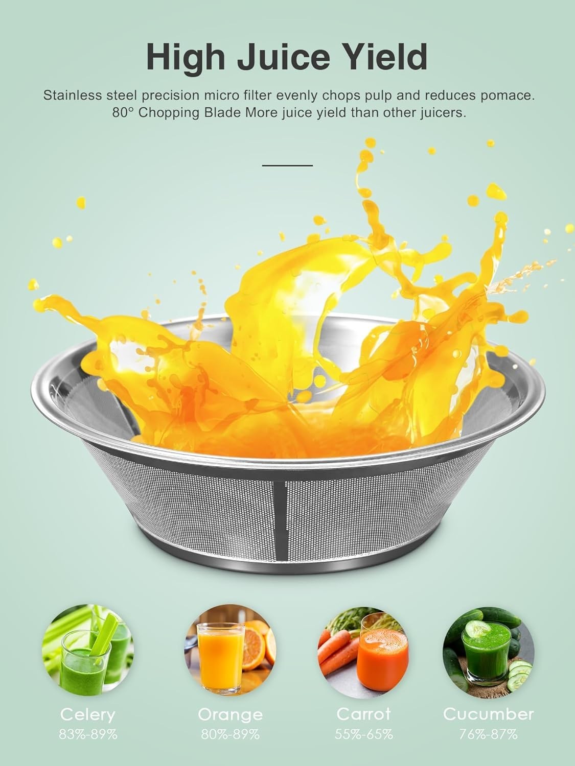 500W Centrifugal Juicer 76mm Wide Chute Whole Fruit 2 Speed Easy Clean