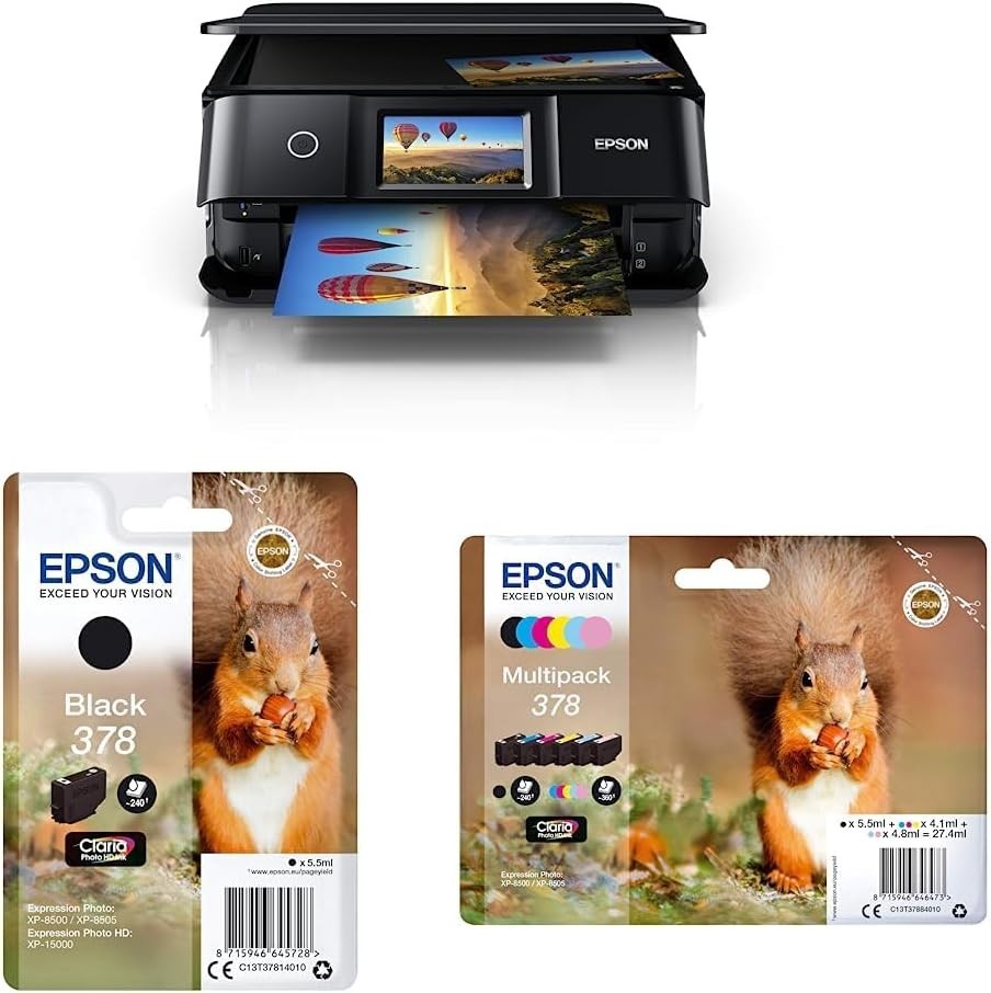 Yellow Wi-Fi Colour Printer A4 Touchscreen Photo Printing Multipack