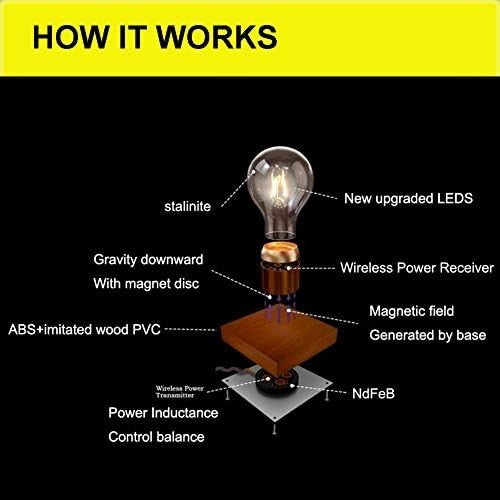 Polished Wooden Magnetic Levitating LED Bulb Desk Lamp Floating Light