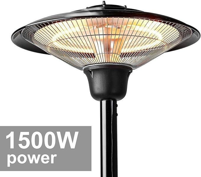 Outdoor Electric Patio Heater 1500W Freestanding Radiant Heat IP34 Safe