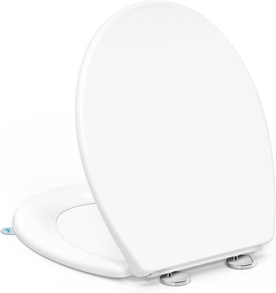 PRO Toilet Seat Soft Close O-Shape White Quick Release Adjustable Hinges 44.6x37