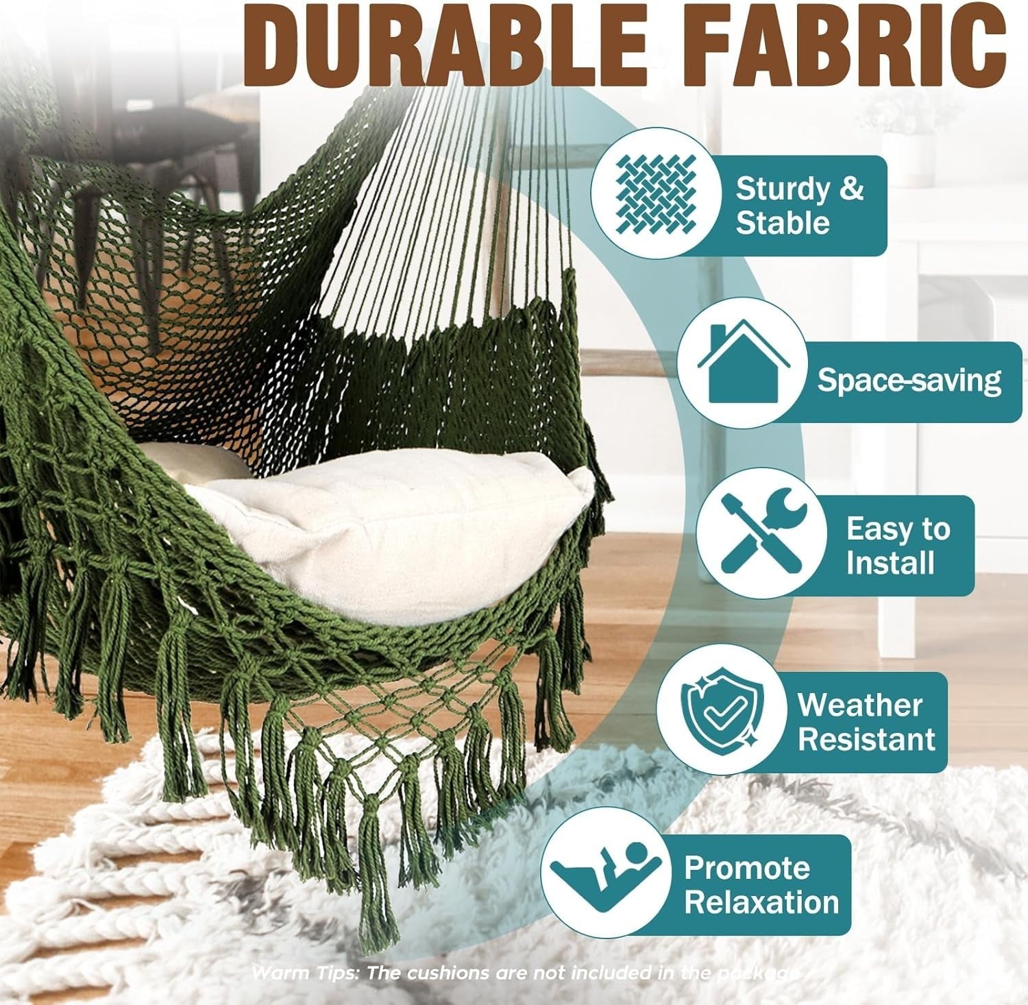Extra Large Hanging Hammock Chair – Comfy Mesh, 120kg Max, Indoor Outdoor