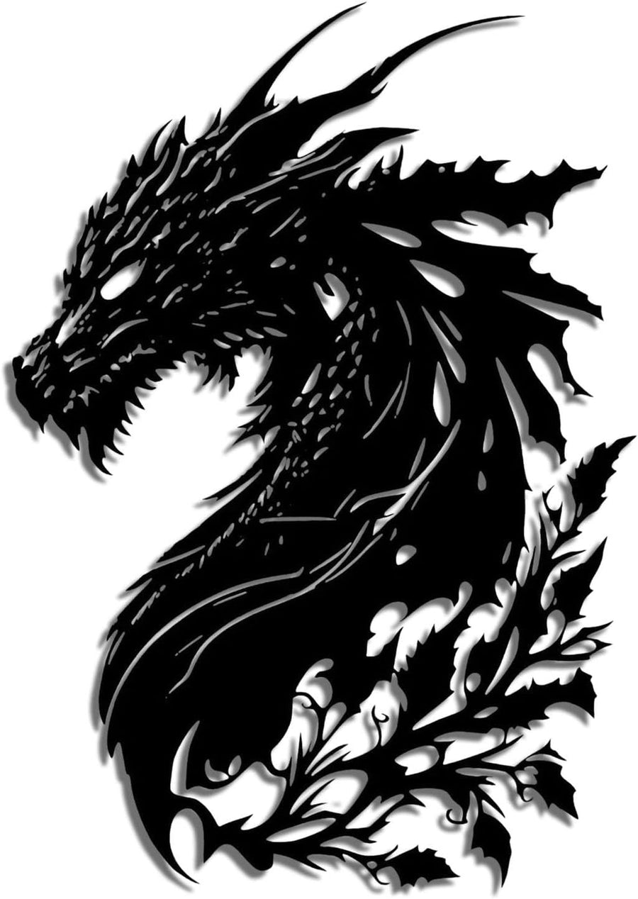 Black Metal Dragon Wall Art 11.8x8.3in Gothic Decor