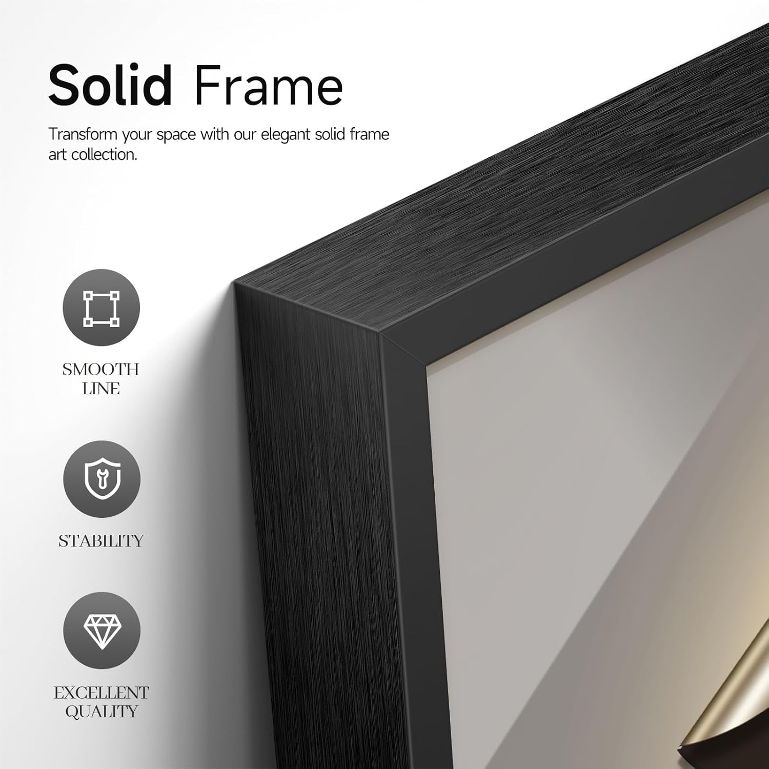 Extra Large Abstract Wall Art Set 3 Piece Framed Modern Black Grey Decor