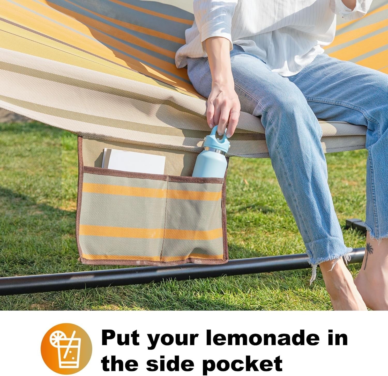 Waterproof Double Hammock with Stand 55" Wide 2-Person 475lb Capacity Outdoor