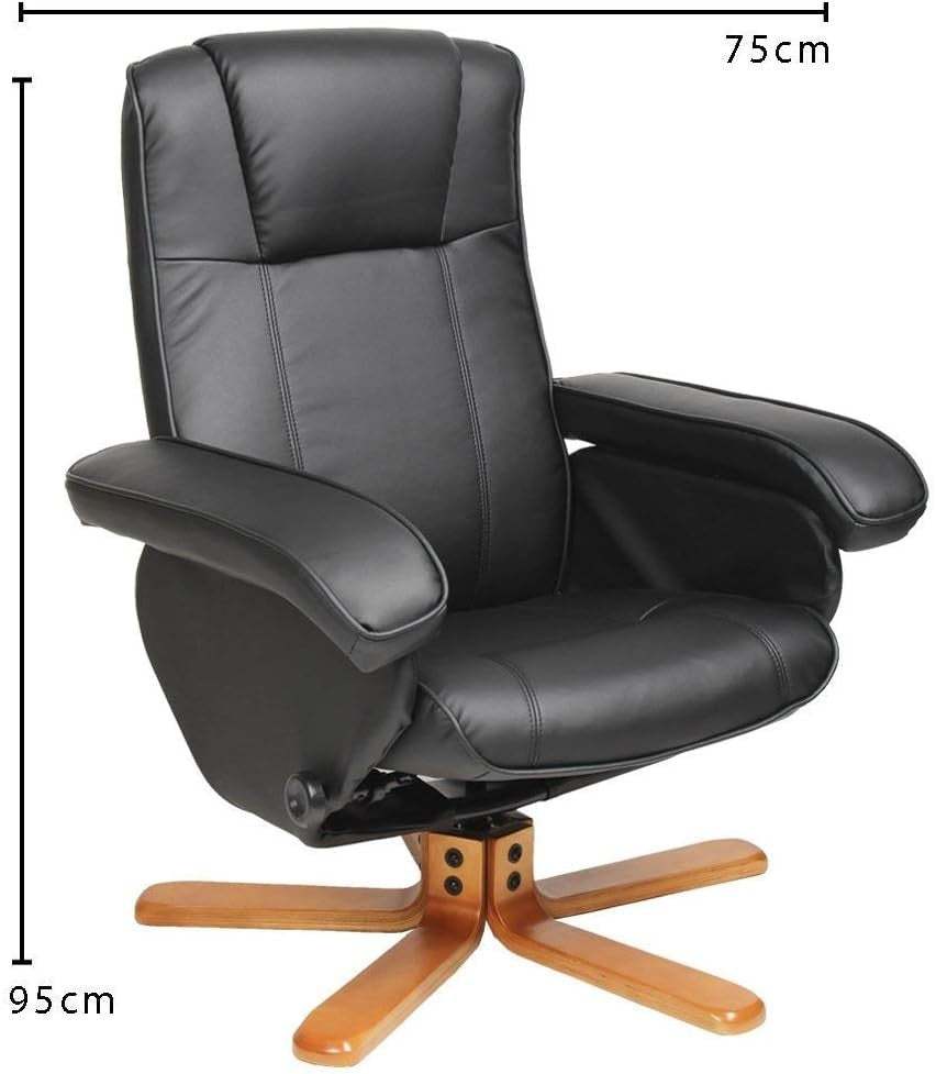 Recliner Armchair w/ Footstool Faux Leather Swivel Lounge Chair Black