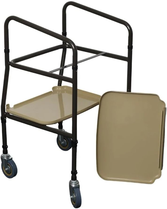Mobility Trolley Walker with Wheels Storage Trays Sturdy Walking Aid